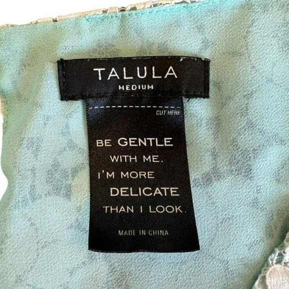 Aritzia Talula White Lace Blue Underlay Short Sleeve Blouse Womens M - Picture 4 of 6